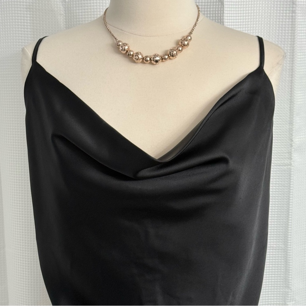 Zenobia Women's Cowl Neck Adjustable Straps Soft Camisole, Black, Size 2XL - Picture 2 of 7